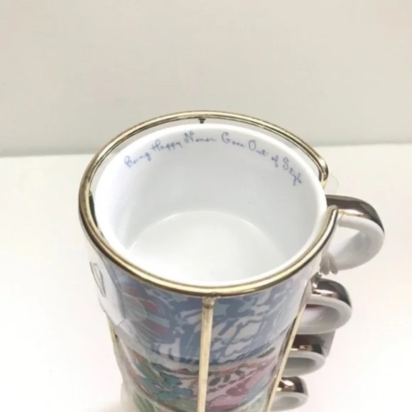 Lilly Pulitzer x Target Anniversary Set of 4 Porcelain Stacking Cups & Stand - Picture 4 of 5